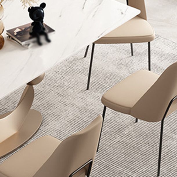 1/2/6/7 Pieces Dining Chairs Set  Table Set with Sintered Stone Top with Leather Chairs