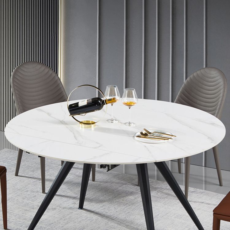 Modern Style Sintered Stone Dining Round Table Set 1/5 Pieces Dining Set