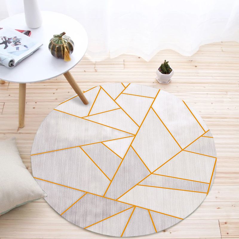 Komfort-Dekorationsteppich, mehrfarbiger geometrischer Druckbereich, Polyester, rutschfeste Unterseite, haustierfreundlicher Innenteppich