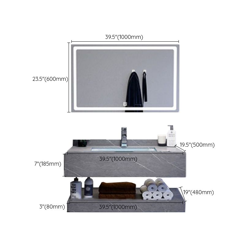 Modern Sink Vanity Wall Mounted Standard Bathroom Vanity with Mirror