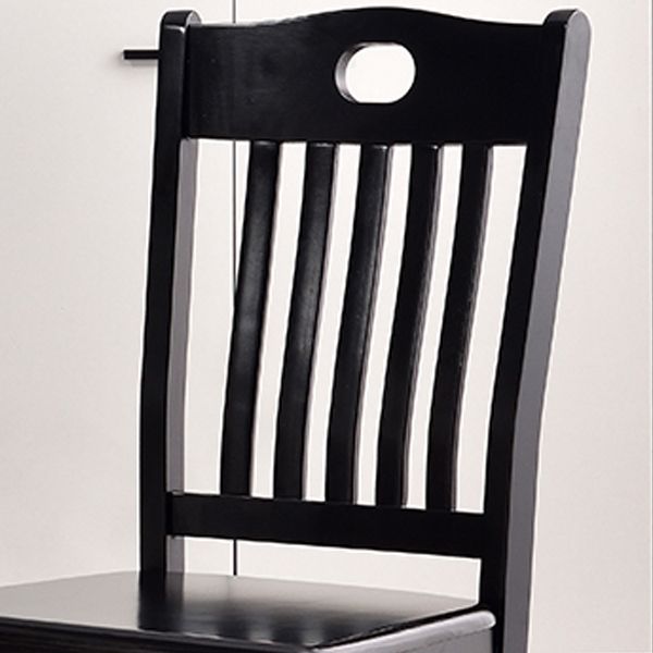 Modern Rubberwood Slat Back Chair Matte Finish Wood Dining Chair