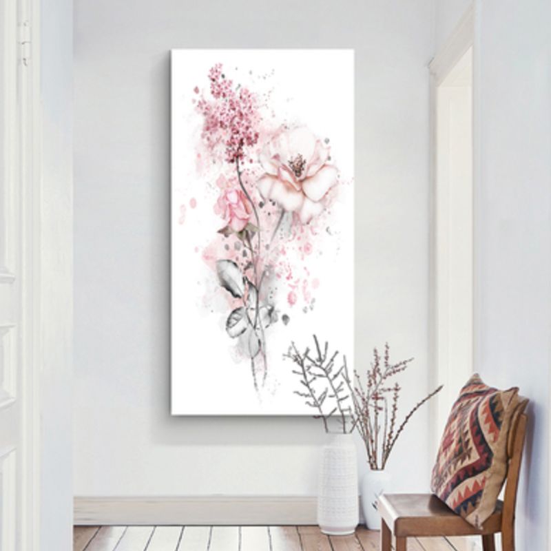 Pink Blossoming Flower Art Print Textured French Country Foyer Wall Decor, Multiple Sizes