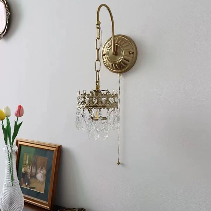 Unique Shape Crystal Wall Lighting Modern Style 1 Light Wall Mounted Light in Brass