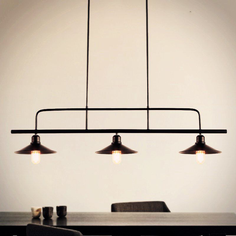 Black Geometric Island Pendant Light in Industrial Concise Style Wrought Iron Ceiling Light for Commercial Place