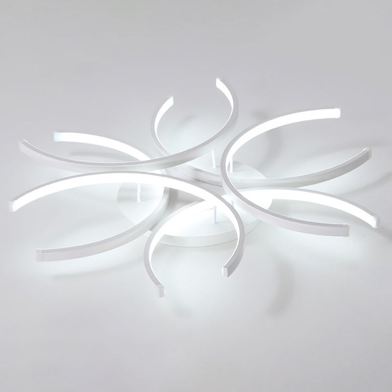 Plafonnier encastré à pétales blancs Lustre de plafond encastré en métal contemporain à LED