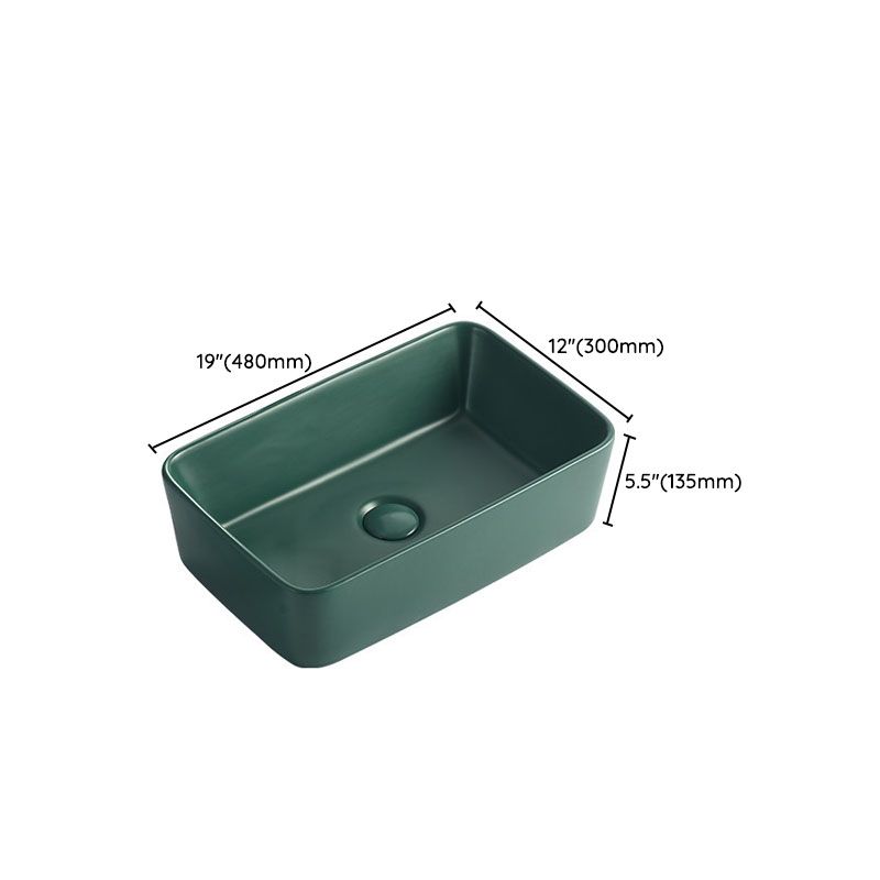 Modern Bathroom Sink Rectangular Vessel Lavatory Sink in Green