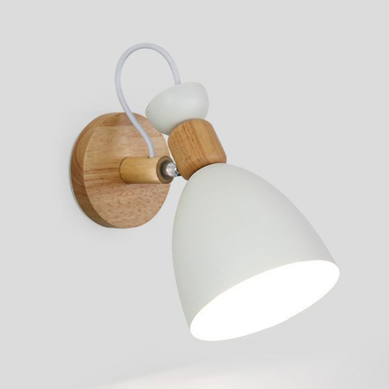 Lampada da parete in tonalità girevole metallico Macaron 1 lampadina per parete camera da letto in legno