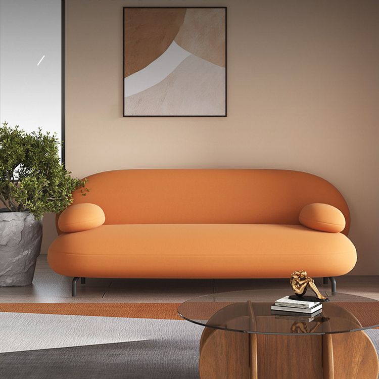 Tight Back Faux Leather Sofa Curved Waterproof Solid Color Settee