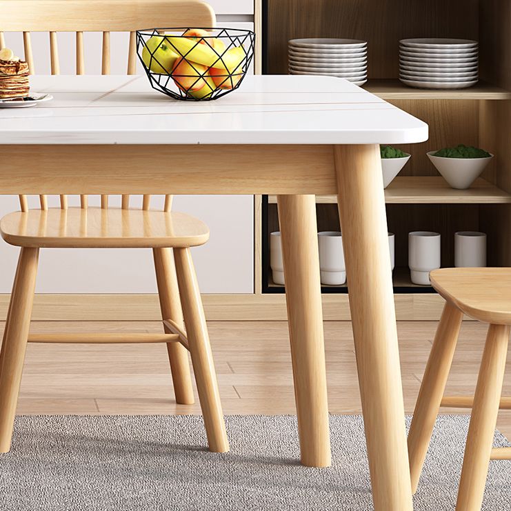 Rubberwood Solid Wood Dining Table Simplicity Dining Table with 4 Legs