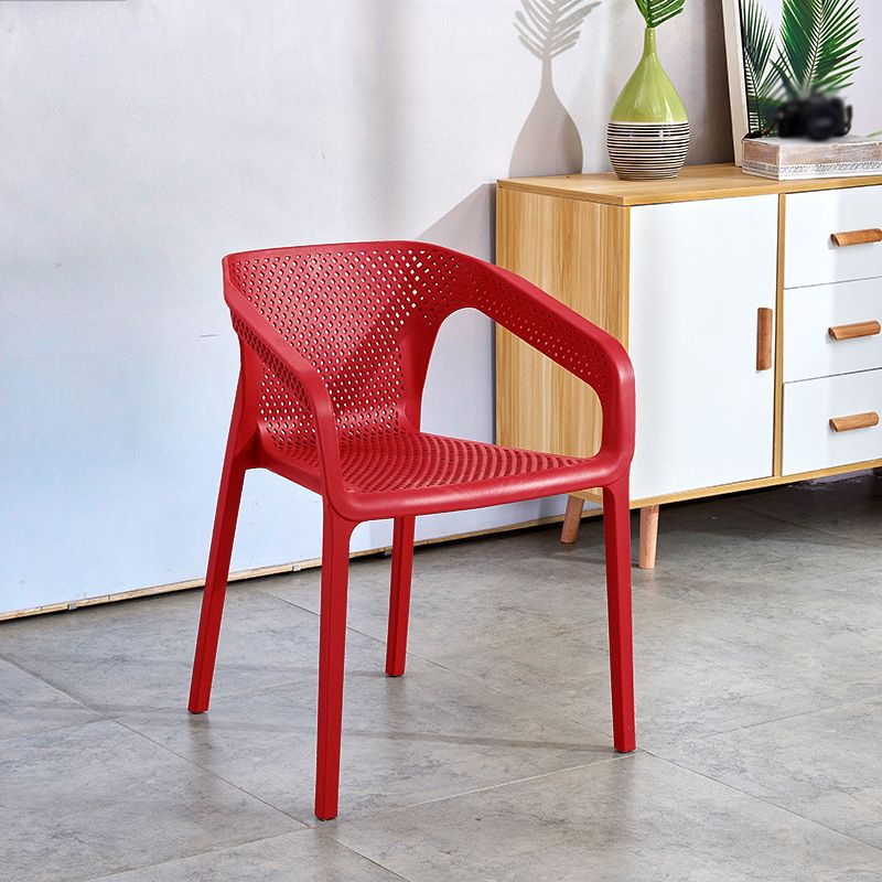 Plastic Scandinavian Dining Kitchen Room Arm Chair Solid Back Chair