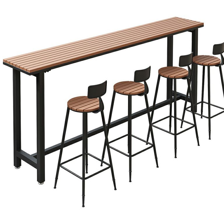 Artificial Wood Bar Dining Table Modern Rectangle Bar Table with Trestle for Balcony