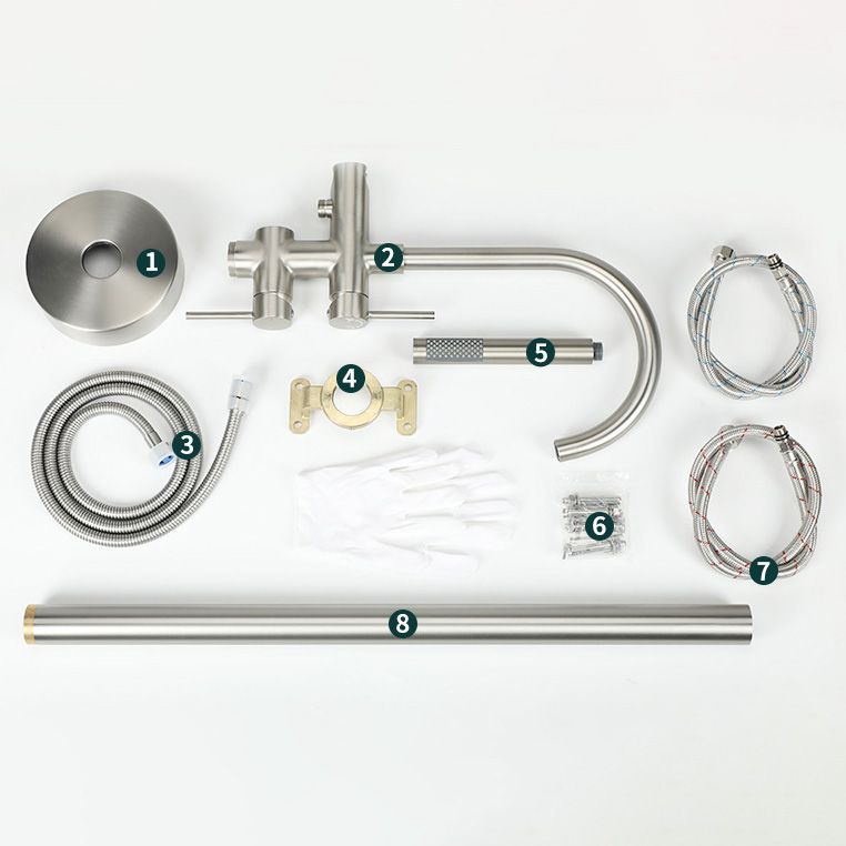 Modern Freestanding Tub Filler Floor Mounted Tub Faucet with Dual Handle