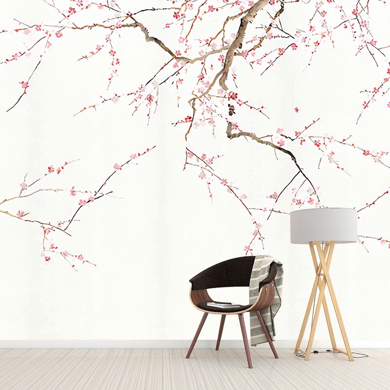 Photo Style Plum Blossoms Mural Full Size Wall Covering for Girl's Bedroom, Made to Measure