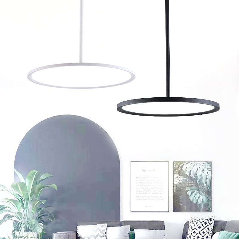1 Light Round Suspension Pendant Modern Style Metal Down Lighting
