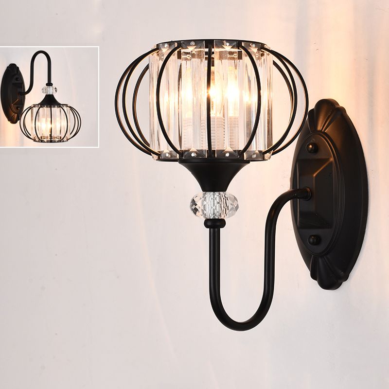 Gooseneck Crystal Wall Lamp Fixture Minimalist 1-Light Wall Sconce Light for Corridor