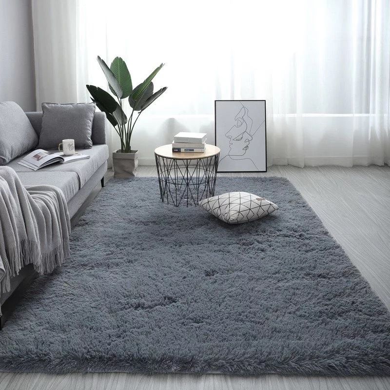 Novelty Plain Shag Carpet Polyester Indoor Rug Non-Slip Backing Area Carpet for Living Room