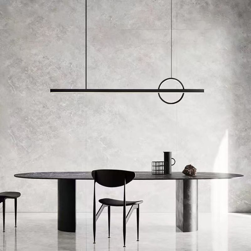 Minimalism Hanging Light Metal Island Light Fixture in Black for Dining Room