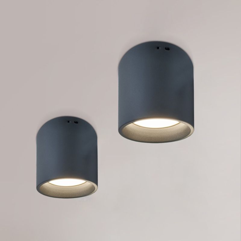 Cylinder Shape Ceiling Lamp Modern Aluminium 1 Light Flush Mount for Supermarket Mall