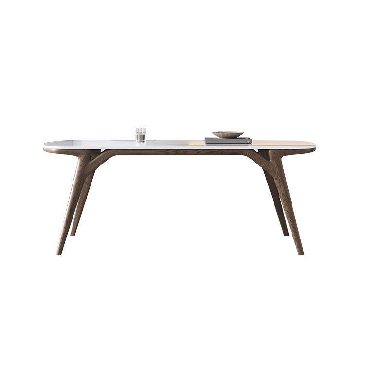 Contemporary Dining Table Stone and Wood Dinette Table for Dining Room