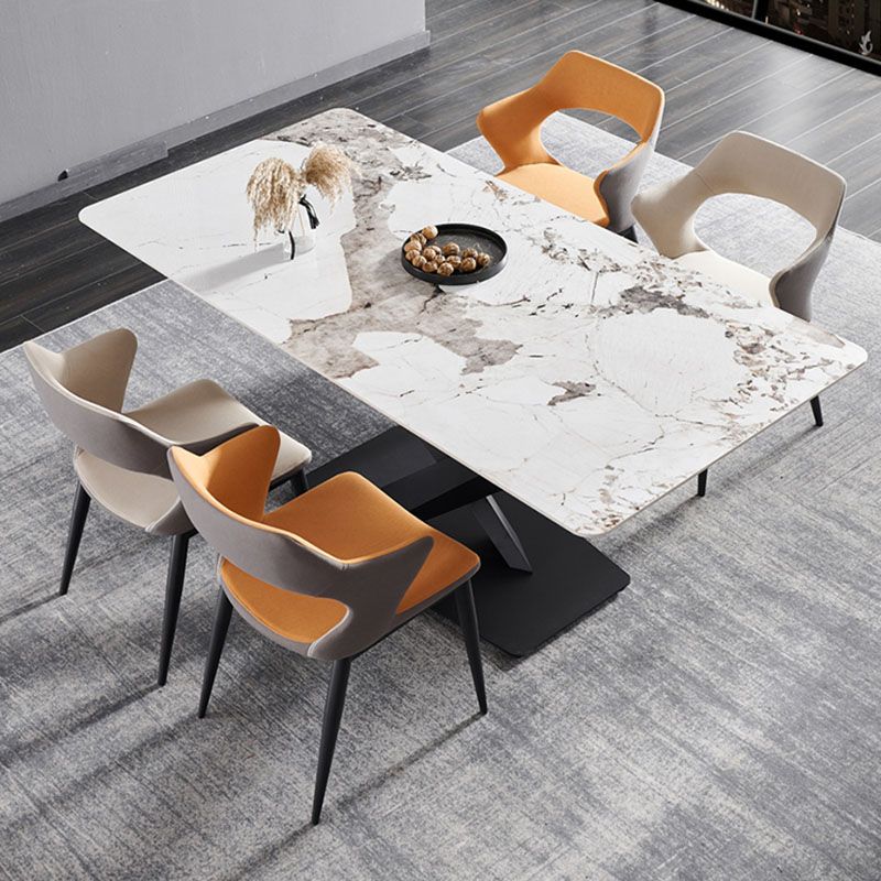 Industrial Dining Room Side Chairs Faux Leather Arm Open Chair for Kitchen