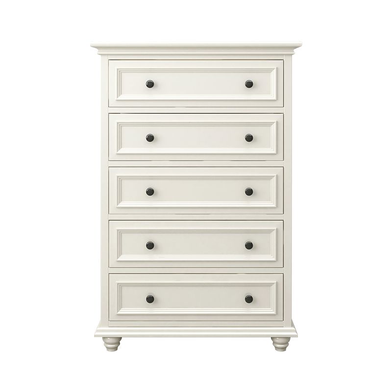 Modern White Vertical Wood Storage Chest with Drawers for Home