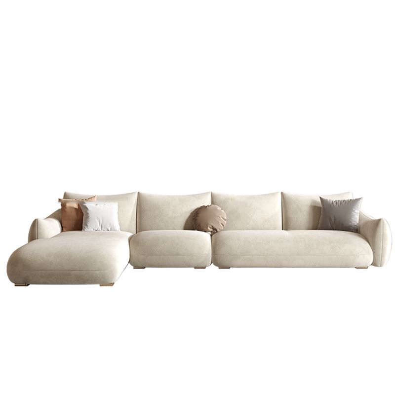 Modern Fabric Sectional with Bolster Pillows 31.5" Tall White L-shape Sectional