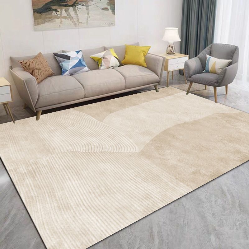Brown Streak Indoor Rug Polyester Casual Rug Non-Slip Backing Rug for Drawing Room