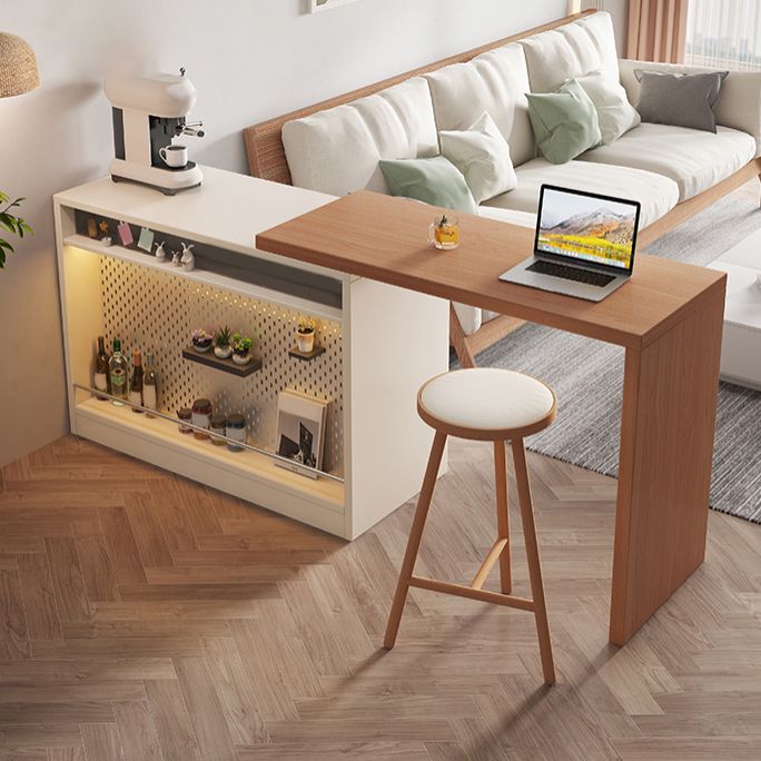 Modern Rectangle Wood Counter Table 2 Pieces Bar Table Set for Living Room