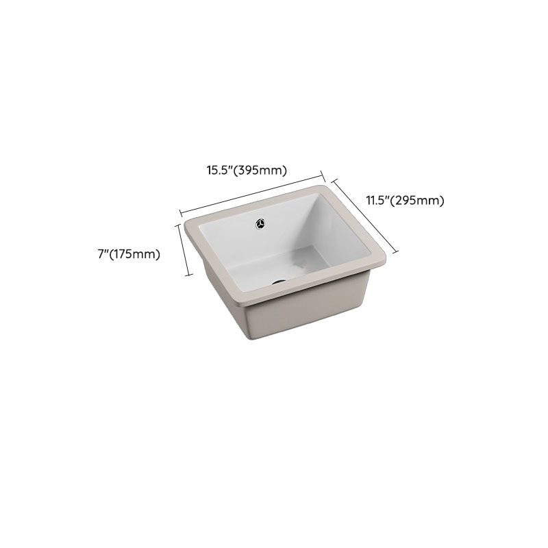 Bathroom Sink Ceramic Pull-out Faucet White Rectangular Washroom Sink
