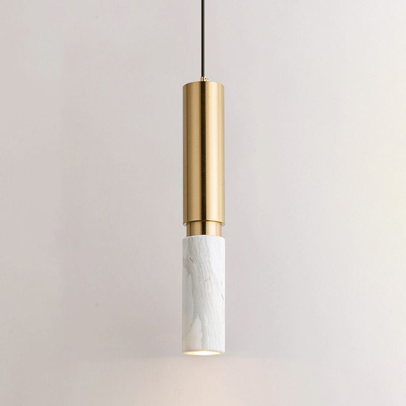 1-Light Line Hanging Pendant Modern Style Marble Hanging Lighting for Living Room