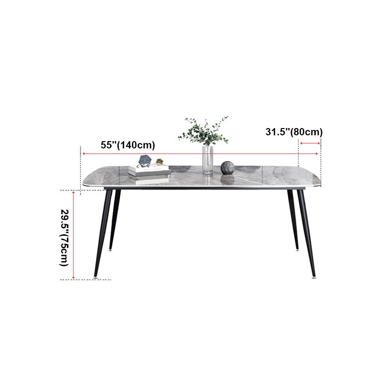 Sintered Stone Dining Table Simplicity Style 4 Legs Carbon Steel Base Rectangle Table for Home