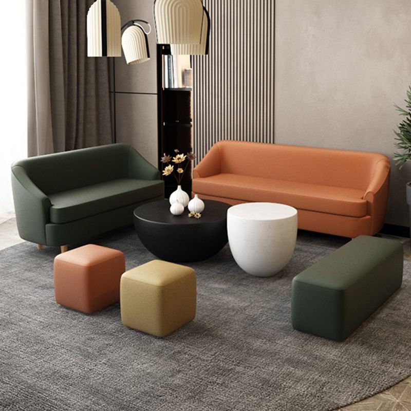 21.65" W x 27.55" H Faux Leather Recessed Arm Sofa Contemporary Stain Resistant Sofa