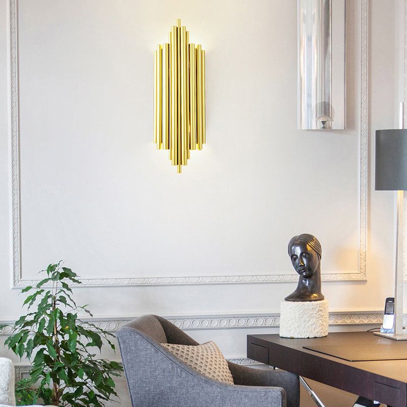 Industrial Wall Light Golden Metallic Shade Wall Light Sconce for Living Room