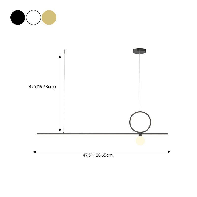 Linear Shape Metal Island Chandelier Modern Style 3 Lights Island Ceiling Light