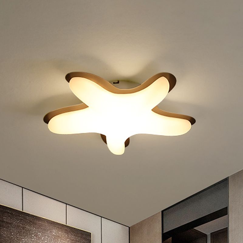 Cartoon Starfish Flush Ceiling Light Acrylic LED Bedroom Flush Mount Fixture in White/Pink/Yellow