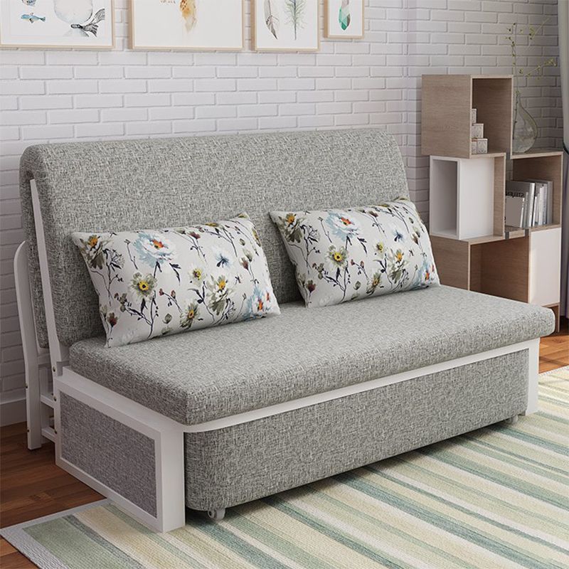 Linen Sofa Bed Scandinavian Square Arm Sleeper Sofa, 35.43" Wide