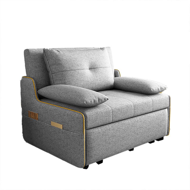 Fabric Pillow Top Arms Sleeper Contemporary Styled Futon Sleeper Sofa Bed in Grey