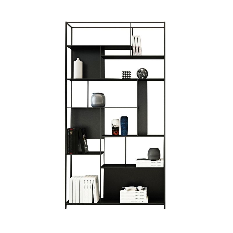 Rectangle Metal Bookshelf Scandinavian Open Bookcase with Shelves