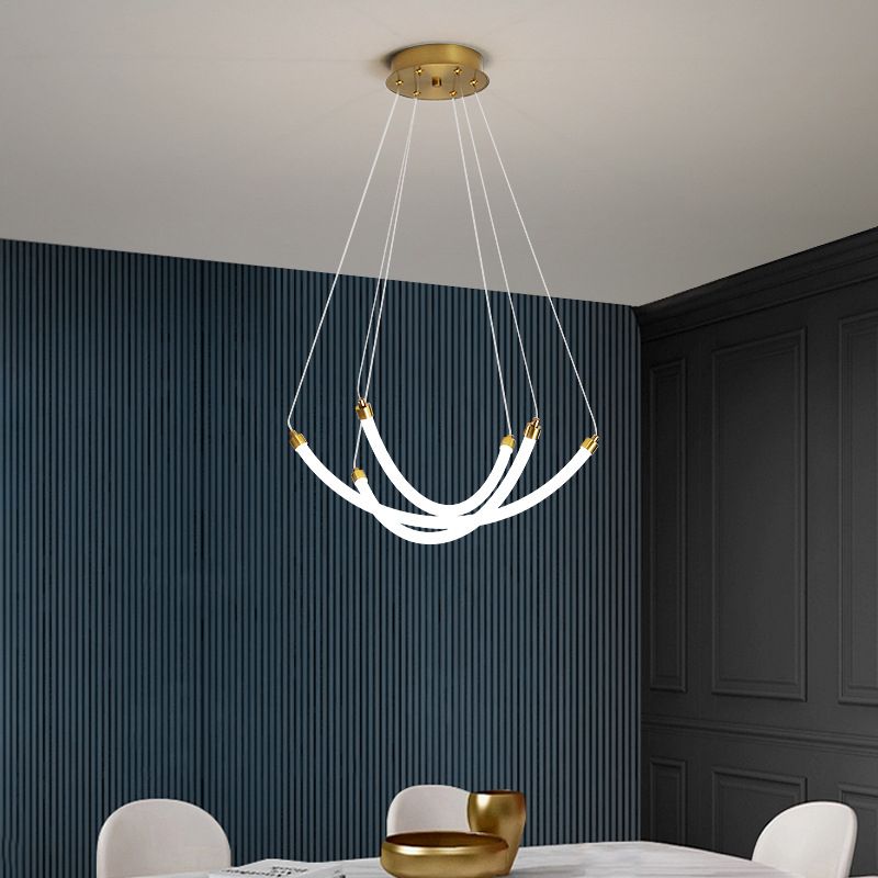 Acrylic Nest Shaped Chandelier Minimalistic Brass LED Pendant Light for Living Room
