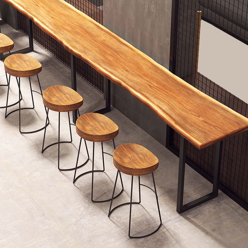 Industrial Rectangle Bar Table Solid Wood Bistro Bar Desk with Sled Base