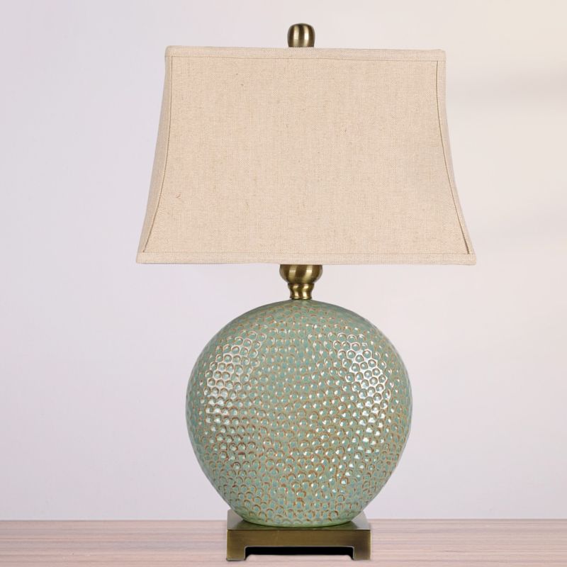 Flared geformtes Schreibtisch Leicht Vintage Style 1 Leichte Stoff Nachttisch Lampe in Grün für Bett