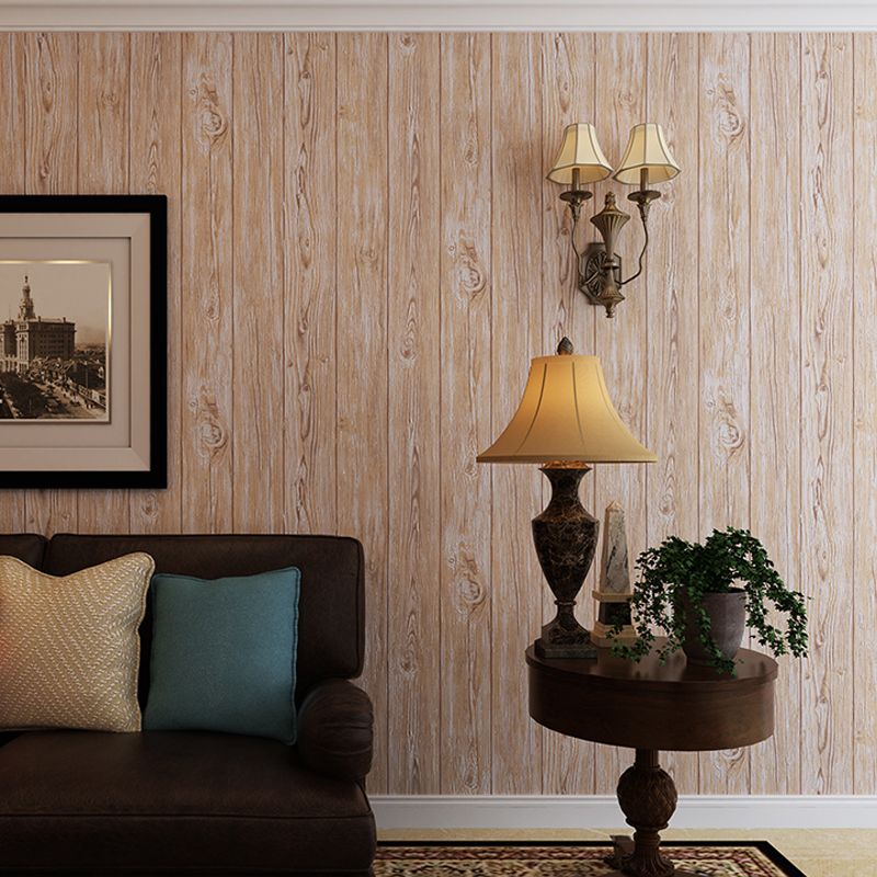 Pastel Color Wood Wallpaper Stain Resistant Wall Covering for Living Room, Non-Pasted