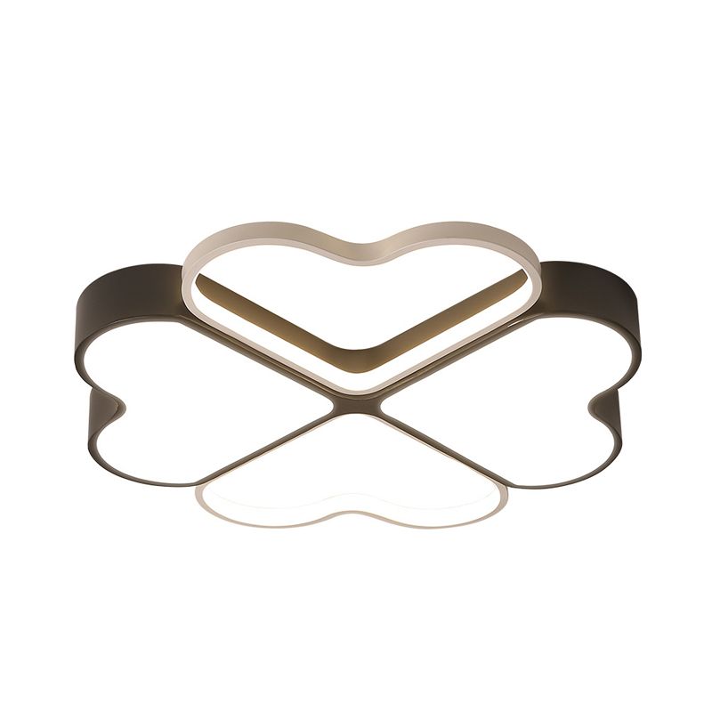 Clover Ceiling Flush Mount Contemporary Metal LED Black Flush Light Fixture for Bedroom in Warm/White Light