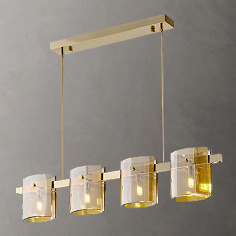 Glass Island Pendant Modern Style Island Light Fixtures for Living Room