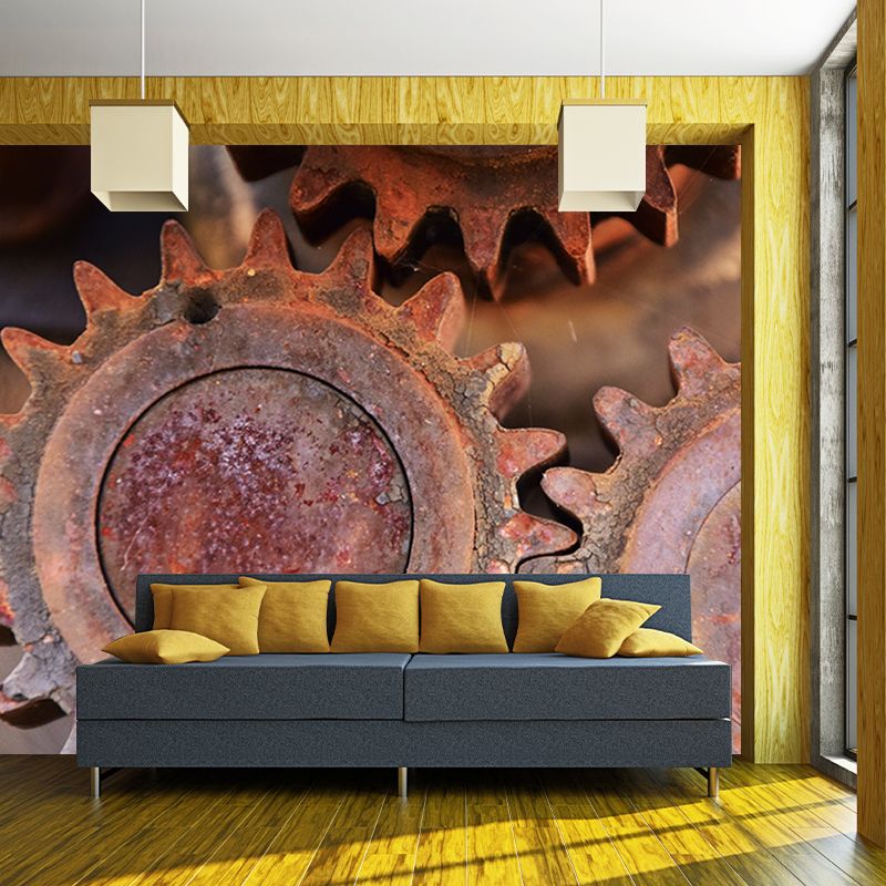 Rusty Metal Gears Mural for Living Room Decoration, Personalized Size Available