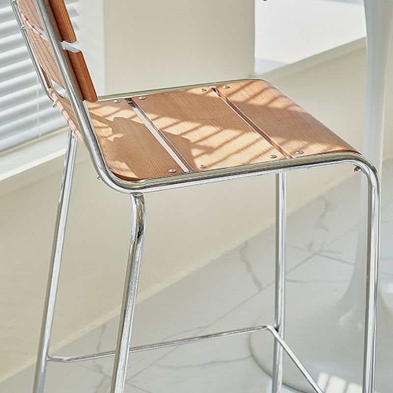 Modern Style Counter Stool Wood Saddle Seat Bar Stool with Metal Base