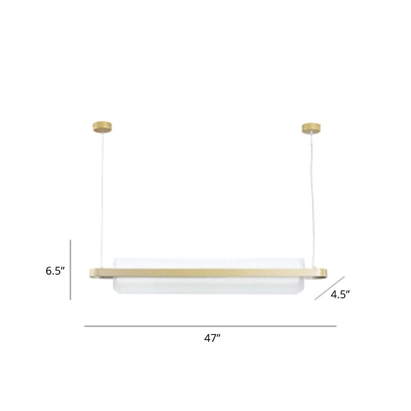 Nordic Linear Island Lamp Acrylic Dining Room LED Pendant Lighting Fixture in Gold