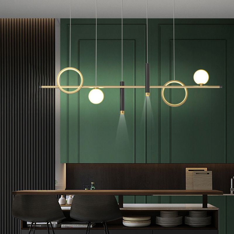 Modern Creative LED Island Light Aluminium Linear Pendant Light with Acrylic Shade