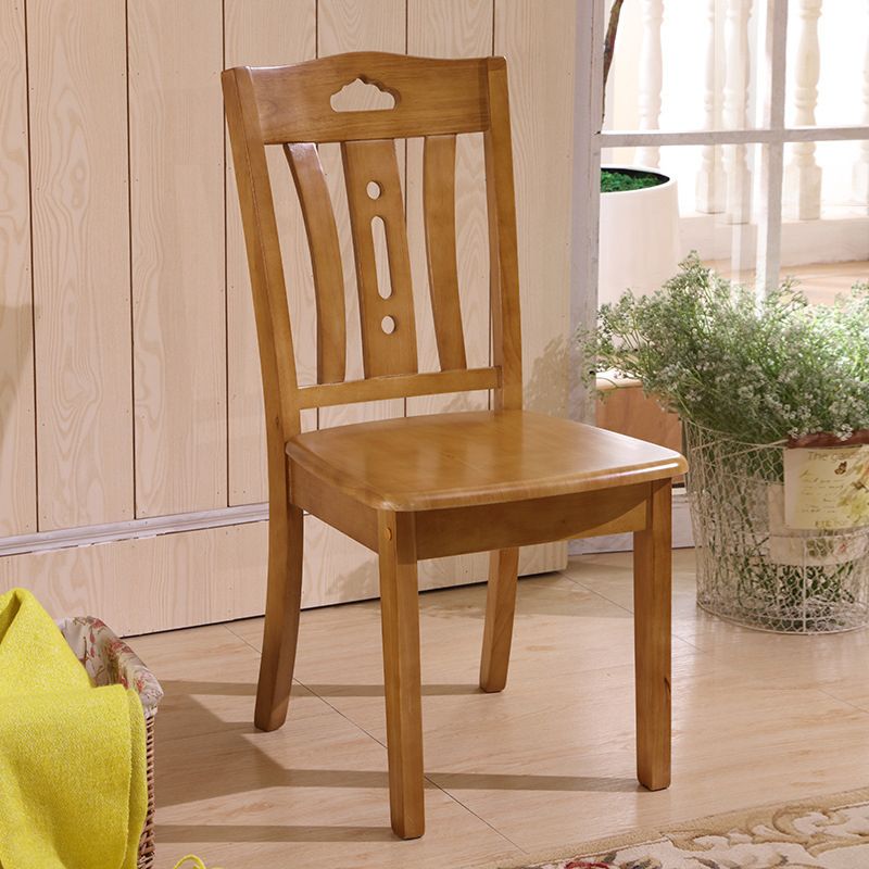 Silla lateral de madera maciza de estilo tradicional, silla de comedor con acabado mate para uso doméstico