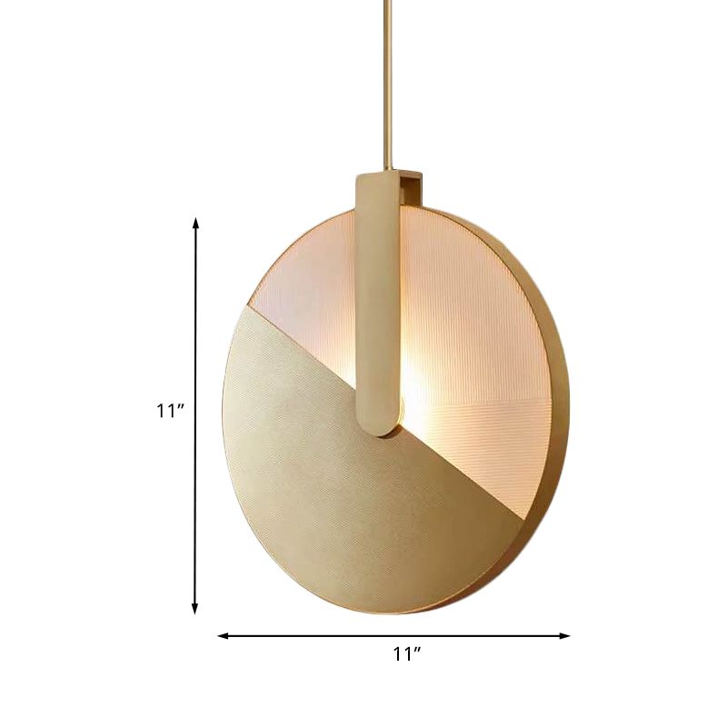 Circle Panel Rotatable Hanging Light Post-Modern Aluminum LED Brass Ceiling Lamp in White/Warm Light